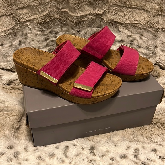 Vionic Hot Pink Wedge Sandals - Picture 1 of 5